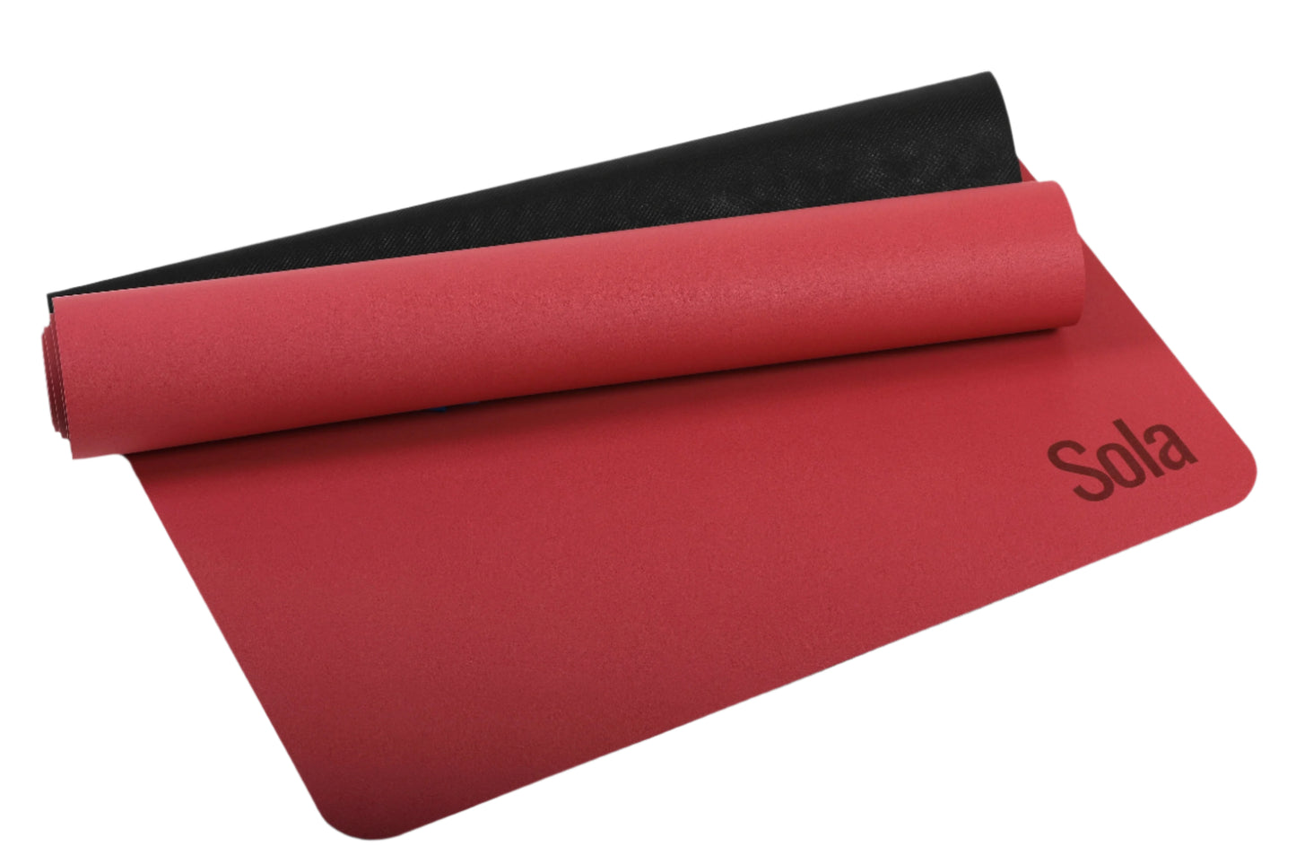 Sola Support yoga mat in Rose, rolled